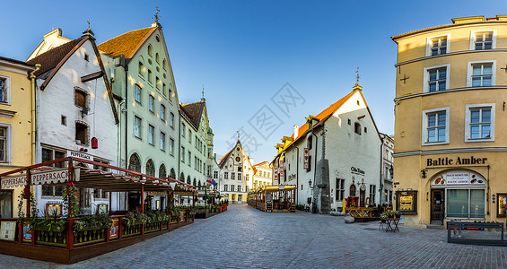 爱沙尼亚塔林中世纪老城全景图背景图片