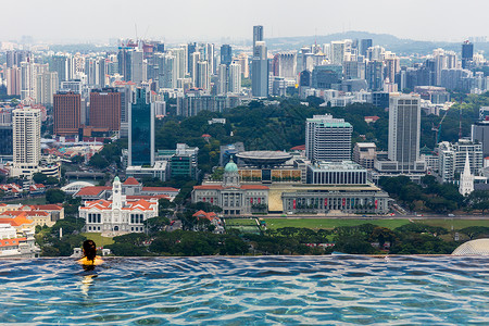 水上滑板新加坡金沙酒店无边泳池背景