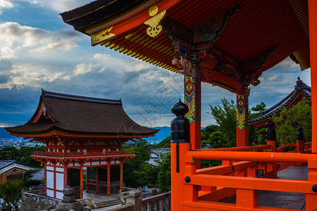 日本夕阳日本京都清水寺夕阳背景