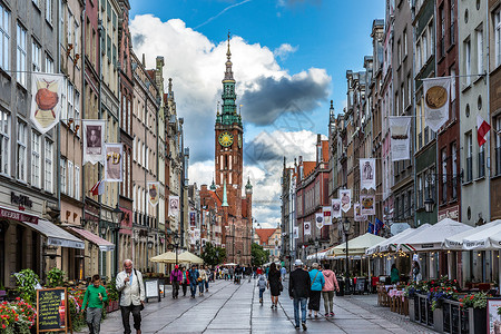 世界著名城市波兰旅游城市格但斯克城市风光背景