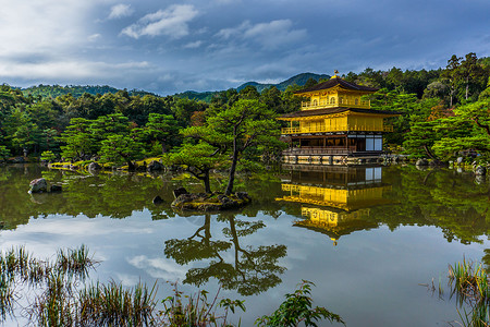 日本古代建筑日本京都金阁寺背景