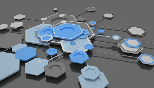 六边形网络立体背景设计图片