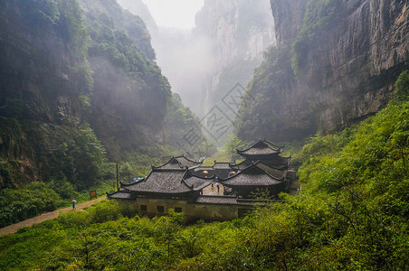 翠谷瀑布重庆武隆天坑地缝国家地质公园背景