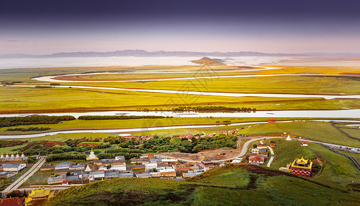 田园房屋若尔盖县唐克黄河第一湾背景