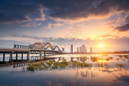 沂河沂蒙邻水生态小城沂水跨河桥梁景观背景