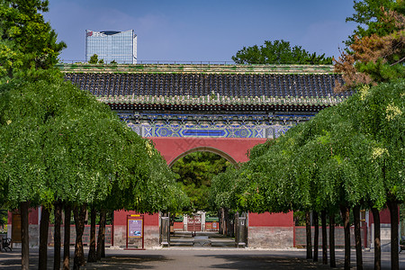 日坛公园的古建筑背景