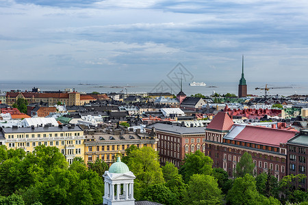 北欧风光俯瞰芬兰赫尔辛基城市风光背景