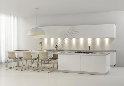 白大理石现代简约厨房设计图片