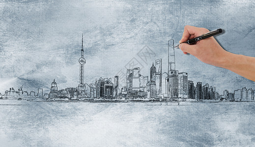 城市建筑设计草图背景图片
