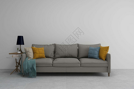 白色毛毯背景灰色沙发设计图片
