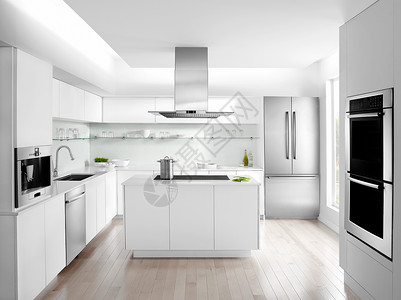 不锈钢清洁现代浅色厨房效果图设计图片