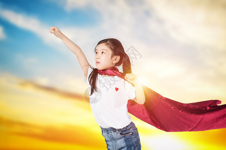 跳跃的小女孩小超人设计图片