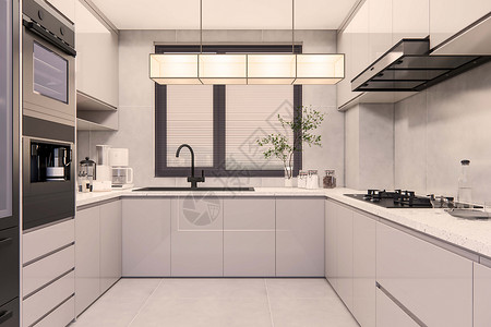 亚克力橱柜现代厨房效果图设计图片