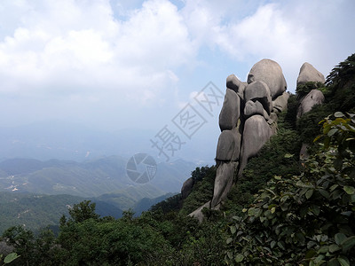 蓝天下美景天柱山风光花岗岩叠罗汉背景