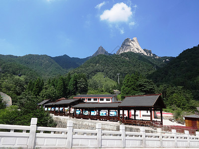 黄山索道天柱山风光大龙窝索道站背景