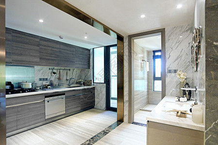 浴室地现代开敞厨房效果图设计图片
