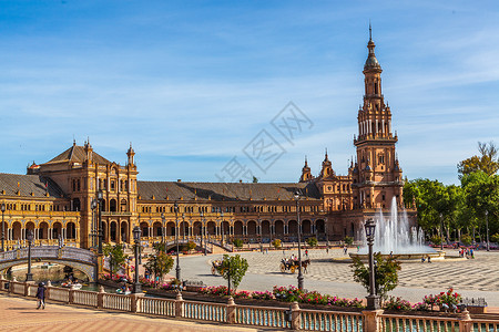 西班牙塞维利亚西班牙广场高清图片