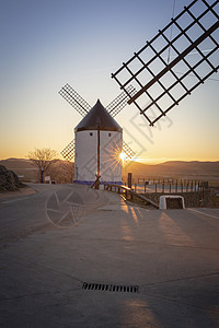 西班牙唐吉可德风车小镇高清图片