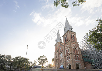 越南西贡圣母大教堂背景图片