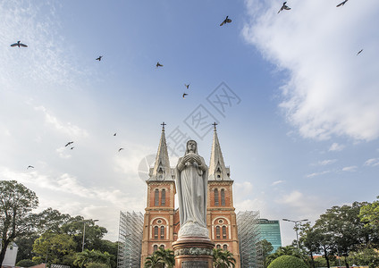 西贡越南越南西贡圣母大教堂背景