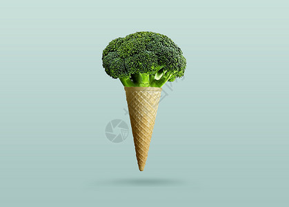 绿色冰淇淋西兰花甜筒设计图片