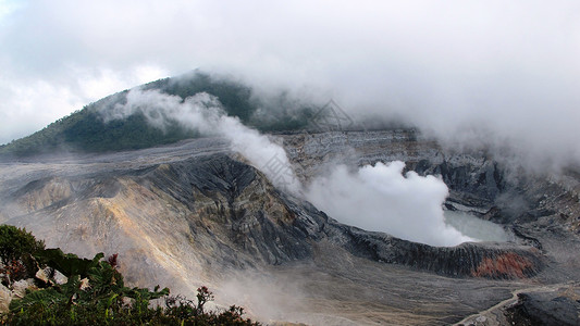 中美洲哥斯达黎加波阿斯火山口背景