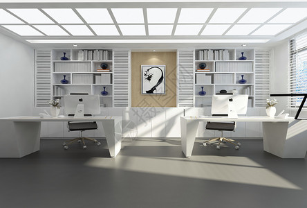 原木色书桌椅创意办公空间效果图设计图片