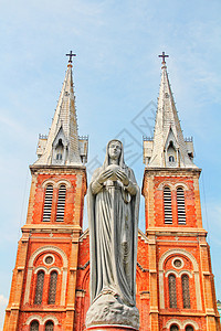 越南胡志明市天主教堂背景图片