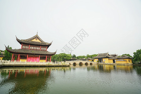 周庄寺庙周庄南湖园全福讲寺背景