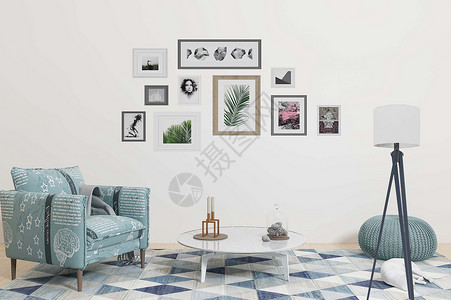 动物组合北欧客厅沙发效果图设计图片