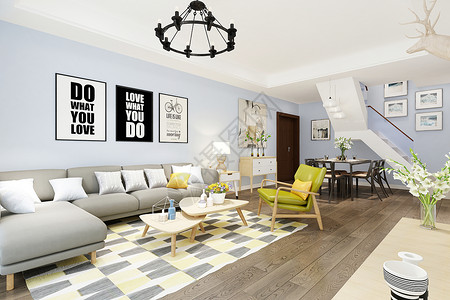 家具图纸北欧风格客厅效果图设计图片