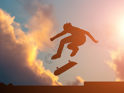 闵行体育公园天空滑板男孩设计图片