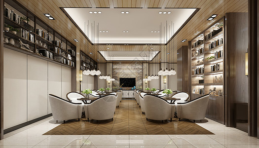 中式酒柜现代餐厅效果图设计图片