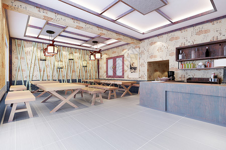 中式酒柜中式饭店效果图设计图片