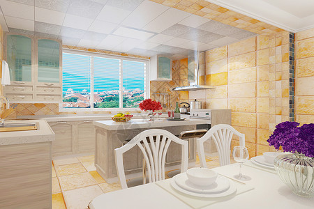 大气美食欧式厨房餐厅背景设计图片