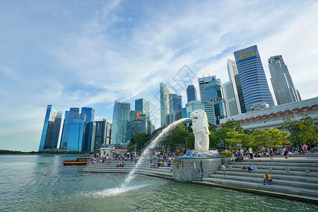 新加坡地标鱼尾狮公园背景图片