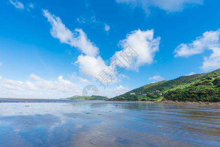 宁波渔村夏日海滨风光背景