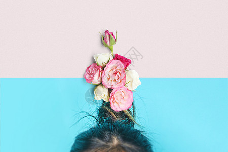 花束少女创意花束头饰设计图片