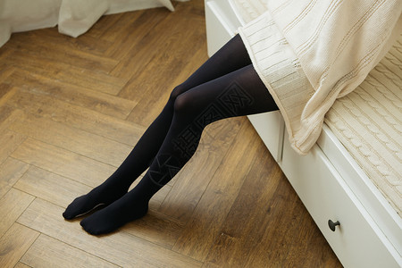 女士连裤袜黑色网状丝袜高清图片
