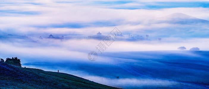仙境般的雾景背景图片