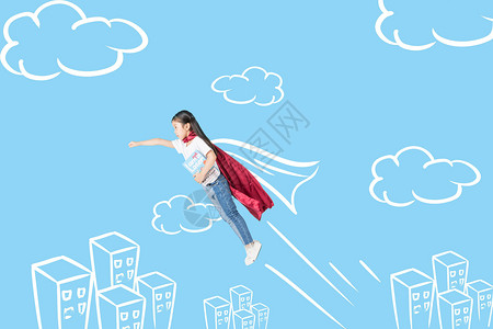 超人女孩创意儿童想象设计图片