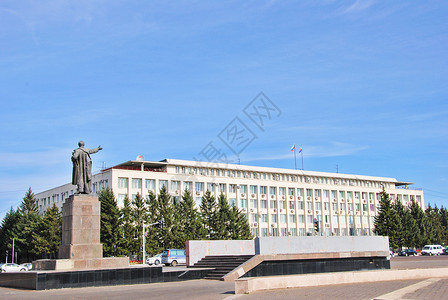 俄罗斯远东城市海兰泡市政厅背景图片