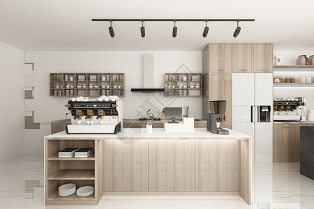 现代咖啡机现代厨房效果图设计图片