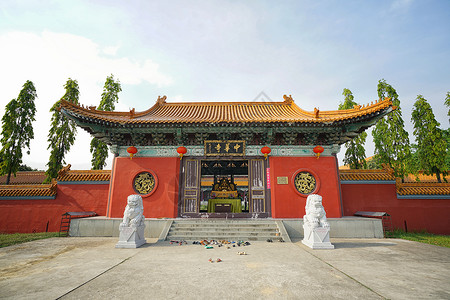 中华寺庙建筑尼泊尔蓝毗尼中华寺建筑背景