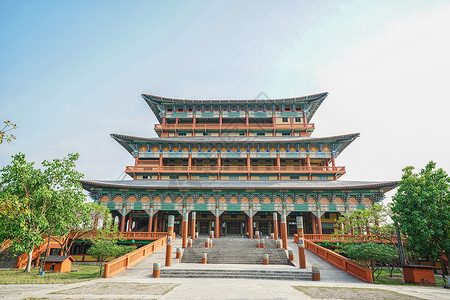 尼泊尔景点尼泊尔蓝毗尼韩国寺庙建筑背景