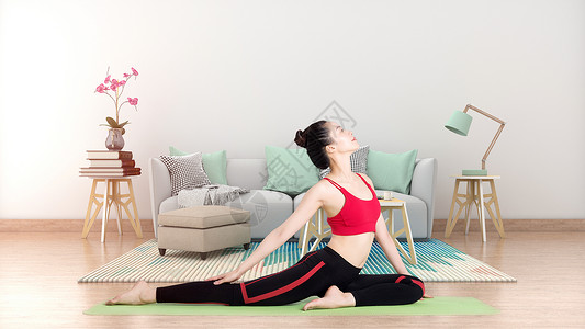 女性运动休闲放松瑜伽健身设计图片