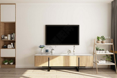 实木架子电视背景墙设计图片