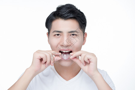 牙科医院宣传单男士牙套背景