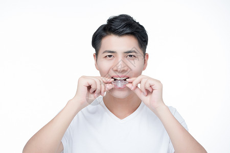 牙科医院宣传单男士牙套背景