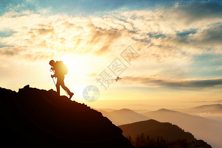 登山美景登山设计图片